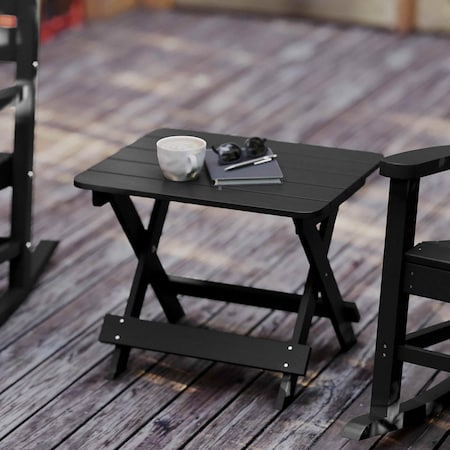 Flash Furniture Black Portable Folding Adirondack Side Table LE-HMP-2012-1620H-BK-GG